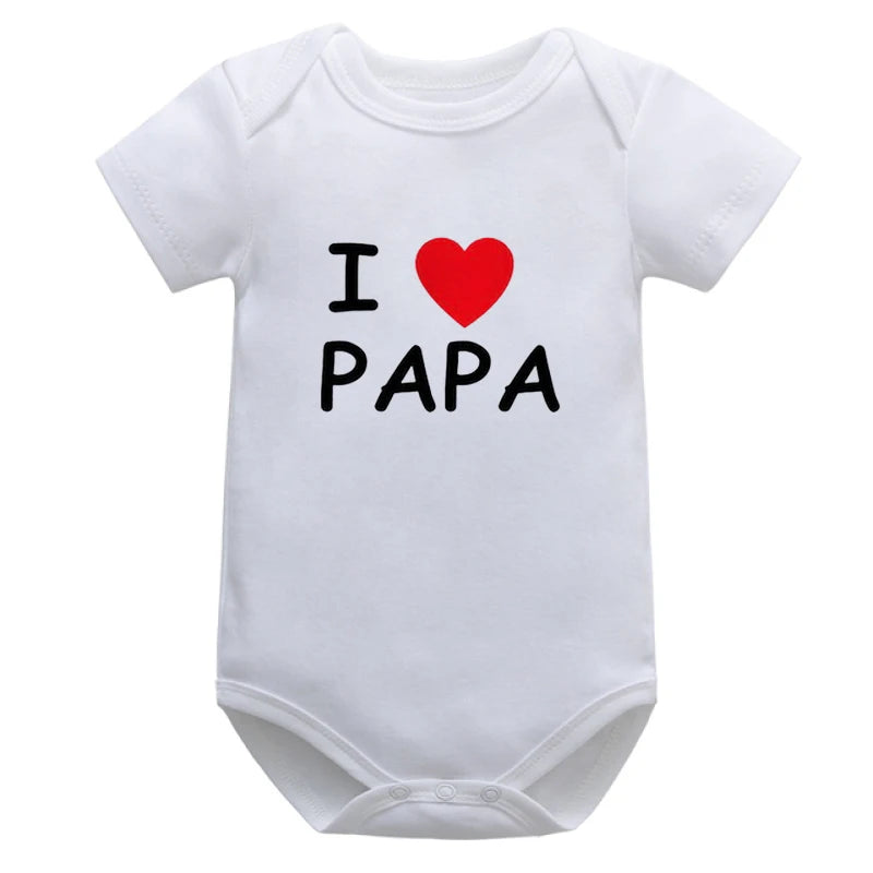 Tenue Bébé Unisexe – Romper Coton avec Lettrage “I Love Mom & Dad”