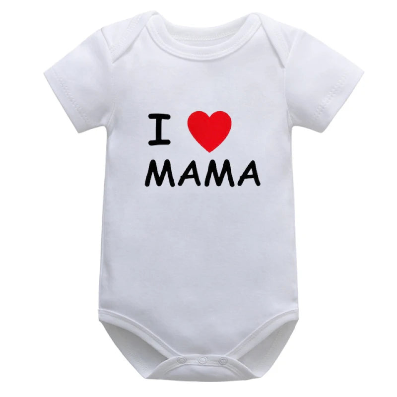 Tenue Bébé Unisexe – Romper Coton avec Lettrage “I Love Mom & Dad”